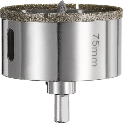 sourcing map Foret diamant - Scie cloche excentrique de 75 mm avec centre de guidage pour verre, céramique, marbre, porcelaine, carrelage, quartz et pierres précieuses d'aquariums