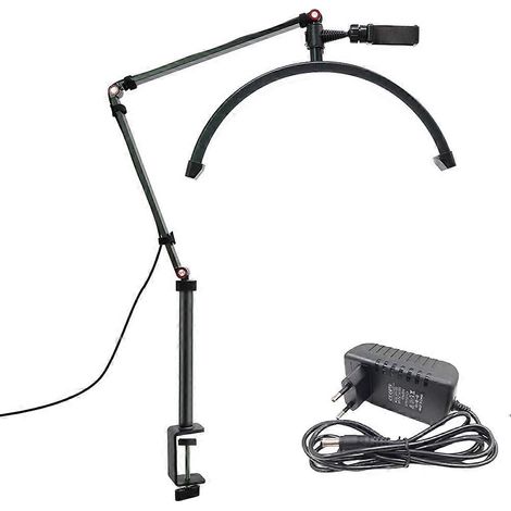 Lampe de beauté LED demi-lune 20 W 40 cm (16 pouces) en forme de U, pour tatouage des sourcils, salon de beauté et extension de cils, noire, prise UE (1/5)