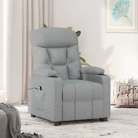 vidaXL Sillón reclinable eléctrico tela gris claro (1/5)