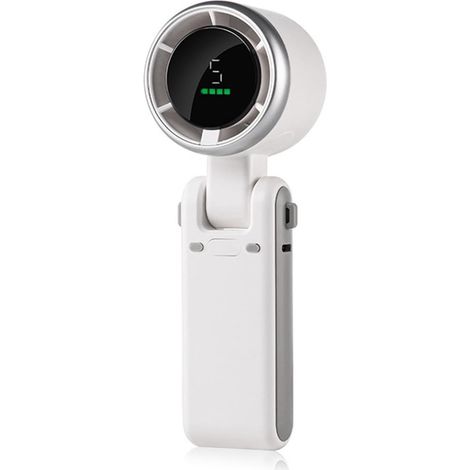 Ventilateur portable rechargeable, mini ventilateur portable à piles, ventilateur portable avec affichage LED, angle réglable, mode turbine 2024, blanc, 2 cm-AquaForge