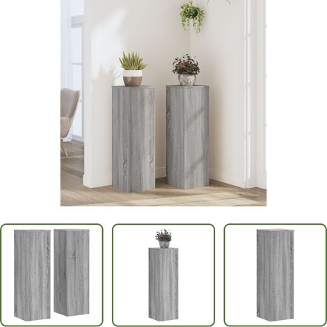 Holzwerkstoff - Pflanzenständer 2 Stk. Grau Sonoma 25x25x80 cm Holzwerkstoff (1/5)