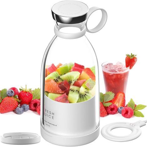 Mixeur-presse-agrumes portable (350 ml) : mixeur électrique rechargeable pour jus frais, smoothies aux fruits et milkshakes (sans BPA) (1/3)
