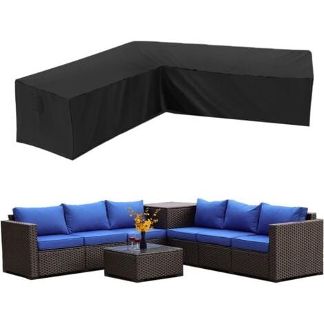 Housse Canapé d'angle Jardin Imperméable 210D Oxford Anti-Poussière Housse pour Meubles de Jardin Forme en L Couverture canapé de Coin (300×300×98cm) (1/5)