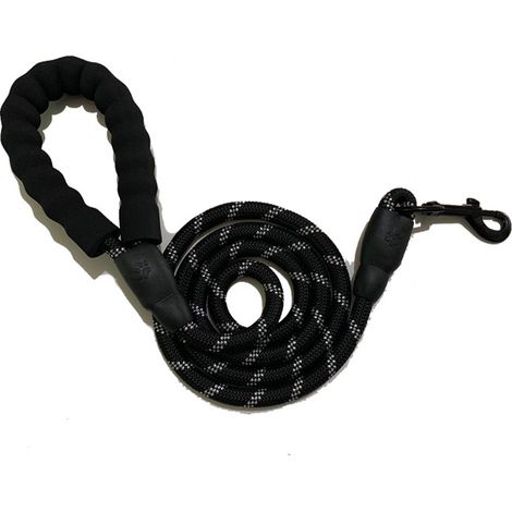 QAZQA Tampon en Nylon réfléchissant multicolore corde ronde chien Traction moyen et grand chien chat utilisant la main tenant la corde fournitures pour animaux de compagnie (noir) (1/4)