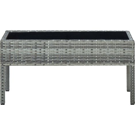 Table de jardin Table d'appoint, Table de Balcon, Gris 75x40x37 cm Résine tressée OIB3247E (1/3)