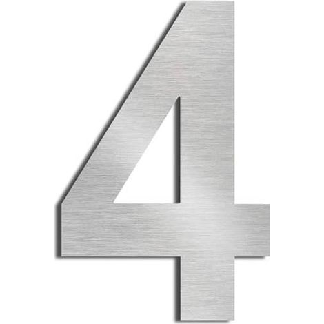 Numero 4 adhesivo en acero inoxidable 7.5 cm Gris