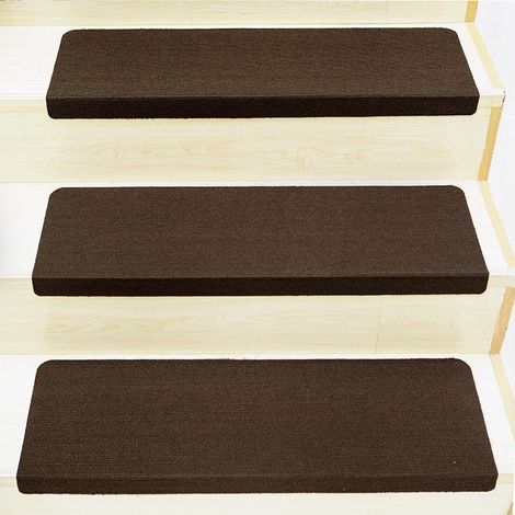 Tapis de marches d'escalier réutilisable 5 pièces, tapis d'escalier de sécurité avec adhésif antidérapant, marches d'escalier 55x22x4.5 cm (1/5)