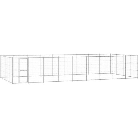 Chenil extérieur cage enclos parc animaux chien extérieur acier galvanisé 43,56 m²