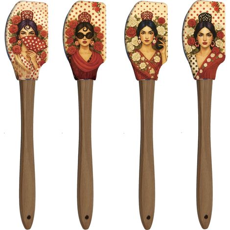 Espositore per spatola Flamenco in MDF e silicone alimentare con design artistico
