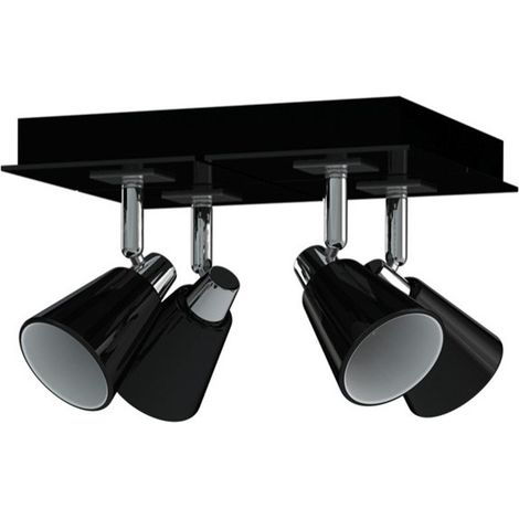 Deckenstrahler KYRA 4-flammig, Chrom / Glas Schwarz, Quadrat 24cm (1/2)