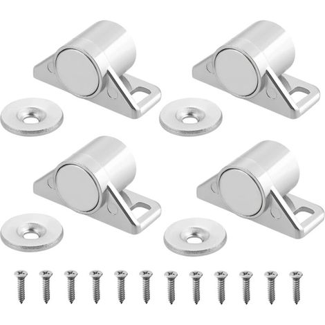 4 Pièces aimant porte placard, 3.6 CM aimant de porte Magnétique Fermeture de Porte Peatique, Loquet de Porte Magnétique Aimant Meuble Fermeture pour Tiroir, Meuble, Armoire, Cabinet, Chrome (1/5)