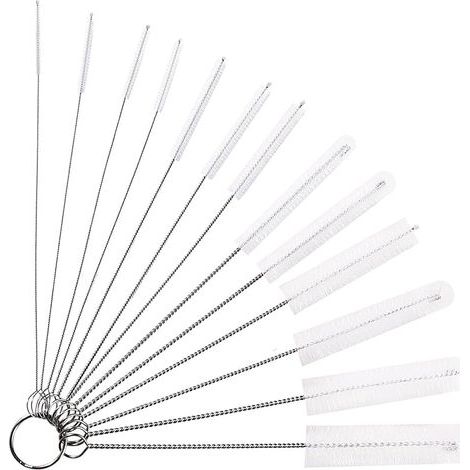 13 Pièces Goupillon Nettoyage Kit, Brosse de Bouilloire, Brosses de Nettoyage Pailles, pour Pailles Entonnoir Théière Buse Pailles Claviers, Blanc (1/5)