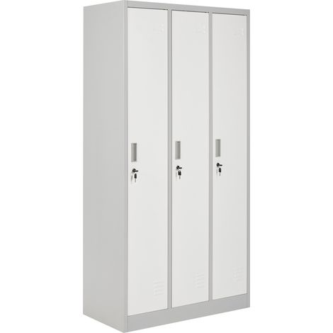 Taquilla con tres puertas de metal para guardar ropa de gimnasio colegio blanco/gris Athlete (1/5)