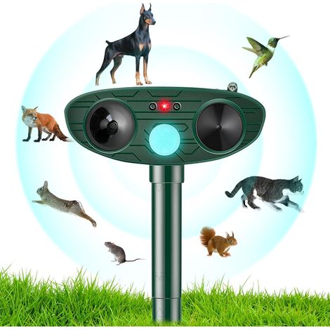 Ultrasonic Cat Deterrent, Solar Ultrasonic Animal Repellent, Cat Deterrent for Garden, Waterproof Marten Deterrent with Motion Sensor, Effective Against Cats, Dogs, Martens and Birds (1/5)