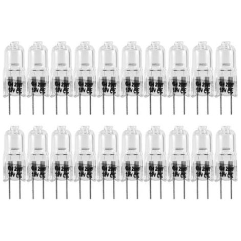 Lot de 20 ampoules halogènes G4 20W 12V – Culot G4 transparent – Blanc chaud 2700K – Éclairage cuisine et signalisation