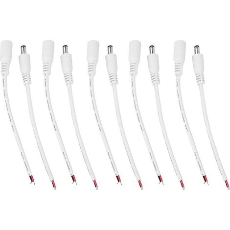5 Paar 5,5 x 2,1 mm Stecker/Buchse für Gleichstrom-Hohlstecker, Kabel (weiß)