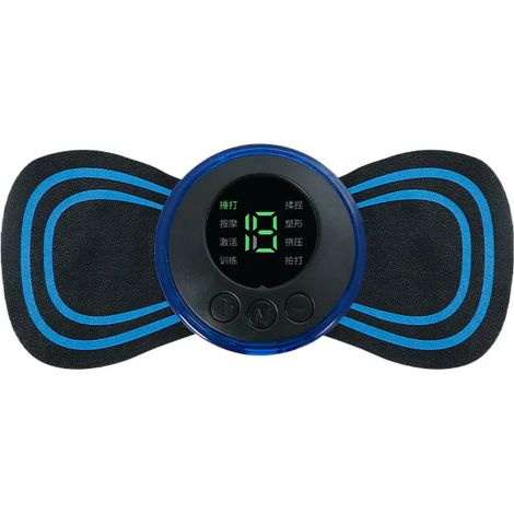 EMS-Nackenmassagegerät mit LCD-Bildschirm, elektrisches Nacken- und Halswirbelsäulenmassagepflaster, 8 Pulsmodi, tragbarer Muskelstimulator zur Schmerzlinderung02358-AquaForge