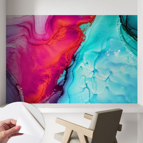 Papier peint autocollant avec imprimé pour cuisine facile à appliquer pour mur a motif Vague colorée 104x70 cm (1/5)