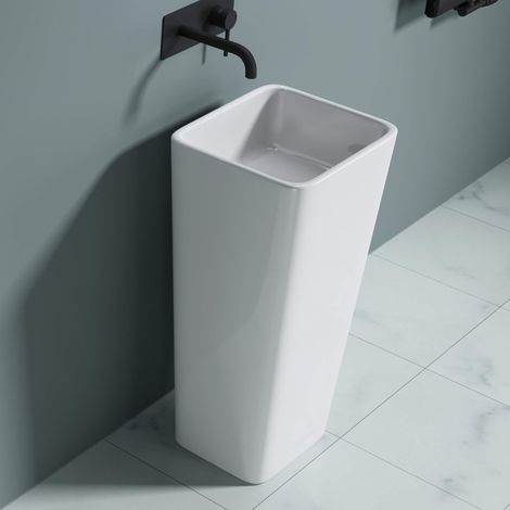 doporro Lavandino a Colonna, Lavandino su Piedistallo 40x35x80cm, Lavabo su Colonna per Bagni da Minerale Fuso Colossum31 (1/5)