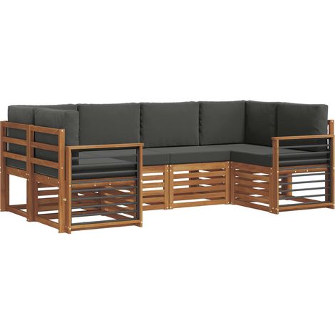 Conjunto de sofás de exterior 6 uds. Natural y Antracita vidaXL (1/5)
