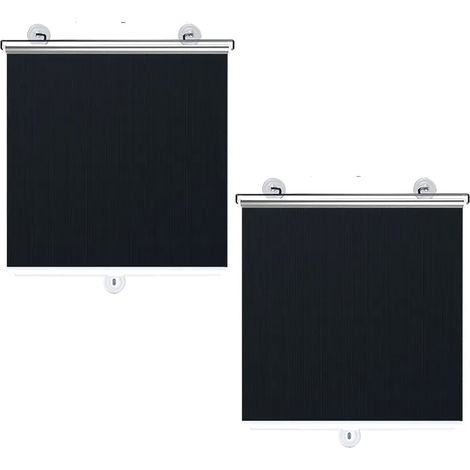 Lot de 2 stores occultants, fixation ventouse, design rétractable, sans perçage, pour vitres salle de bain (1/5)