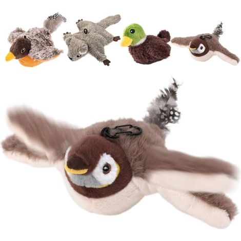 Jouet Interactif pour Chat Oiseau Moineau Rechargeable – Peluche Gazouillante avec Battement d’Ailes, Anti-Ennui, Exercice et Instinct de Chasse (1/5)