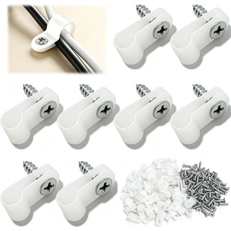 Lot de 100 Clips R en Nylon 6,4 mm avec Vis pour Gestion des Fils, Réutilisable, Résistant aux UV et à la Corrosion, Parfait pour fixation câble électrique et attache câble (1/5)