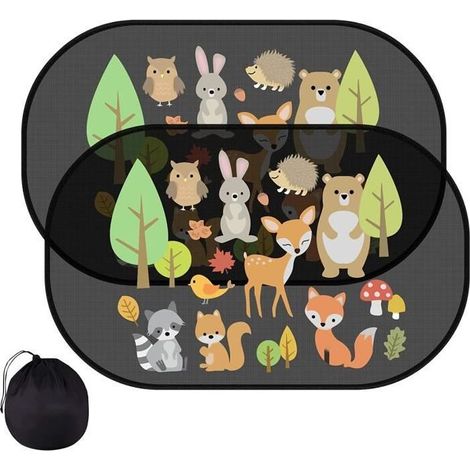 Pare-Soleil Voiture - 47x32 cm - Anti UV - Motif Animaux - Électrostatique (1/4)