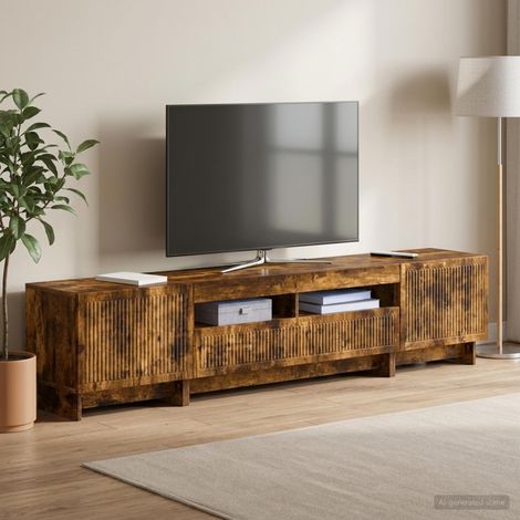 vidaXL 5 Piece LED TV Cabinet Smoked Oak Engineered Wood (1/5)