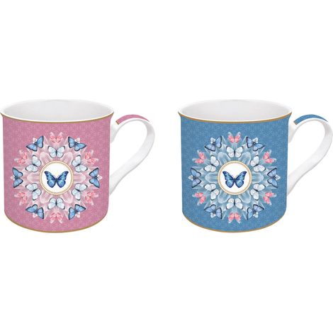 SET 2 TAZAS MARIPOSAS 300 ML SPRING PARADE + CAJA REGALO