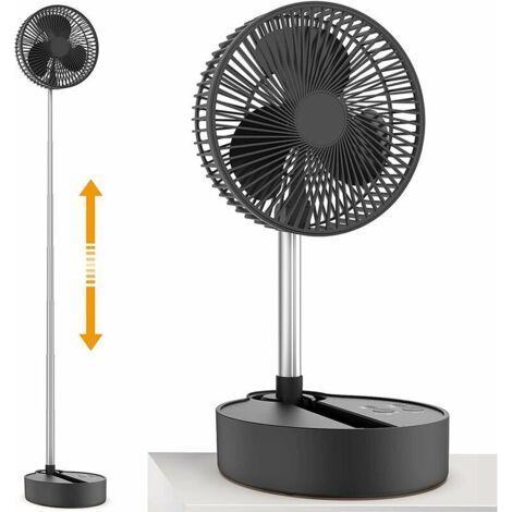 Oszillierender Standventilator, 10000 mAh, 20 cm tragbarer Akku-Ventilator, wiederaufladbarer Tischventilator, 3 Geschwindigkeitsstufen, höhenverstellbar, für Zuhause, Camping, Zelt, Reisen, Outdoor-A (1/4)