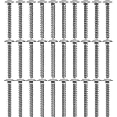 Lot 30 Vis à Tête Ronde Carrée M8x1.25 A2 Inox Filetage Gros DIN603M8x70 Boulons de Carrosserie (1/5)