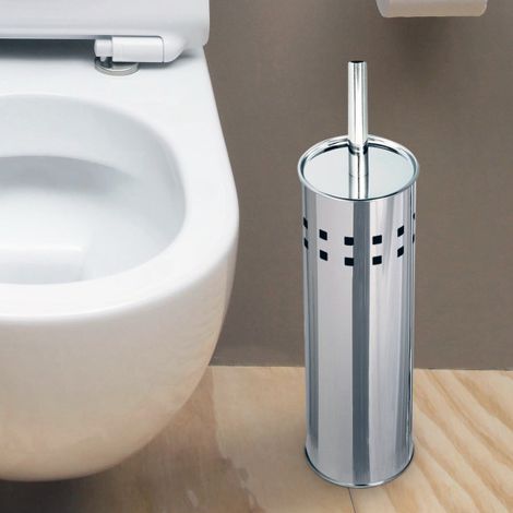 Porte-brosse De Toilette Avec Cylindre De Brosse De Toilette Acier Inoxydable 26x10cm Accessoires De Salle De Bain (1/4)