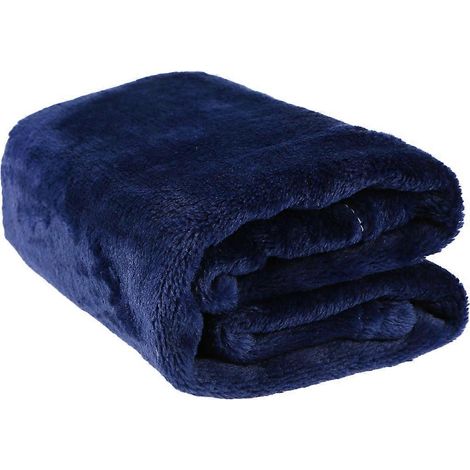 Magnifique couverture pour animaux en flanelle polaire, serviette douce, couverture pour animaux de compagnie de couleur unie (bleu foncé)-66.00X45.00X0.30CM-Blue