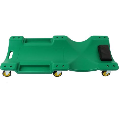 Chariot d'atelier roulant de 101,6 cm (40 po) avec planche à roulettes pour réparation automobile, éclairage DEL, roulettes pivotantes à 360 degrés, appui-tête en mousse et emplacements pour outils. (1/5)