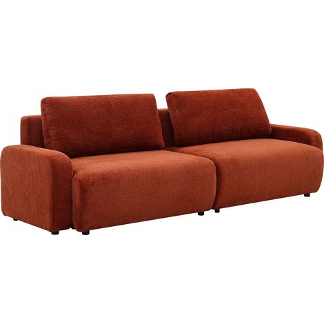 Canapé 4 places convertible en tissu chenille terracotta YOKIRA (1/5)