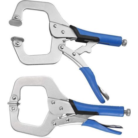 Set di 2 morsetti a C, morsetti a morsa resistenti da 28 cm con vite di regolazione, morsetti per saldatura a forma di C in acciaio con impugnatura in gomma e leva di sgancio rapido, utensili di serra (1/5)
