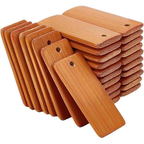 60 étiquettes en bois vierges pour porte-clés de bouteille de vin --- (1/5)