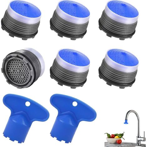 Mousseur M185 Embout Cuisine Salle de Bain Aerateur de Robinet d'evier pour Économiseur l'eau avec Clé 6pcs 5 2 Plastique Bleu (1/5)