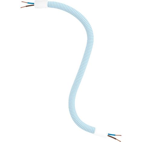 Creative-Cables Kit Creative Flex Hose (30 cm de long, Ø 10 mm) - RM76 revêtement en tissu bleu papier et garniture blanche mate - Avec embouts métalliques et accessoires (1/5)