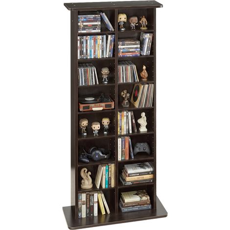 VEVOR Medienregal, 8-lagiges CD-Regal, 559x222x1295 mm, Multimedia-Aufbewahrung für CDs, DVDs, Bücher & Spiele, Raumteiler Schrank mit 16 Fächern für Wohnzimmer, Homeoffice, Aufnahmeraum (1/5)