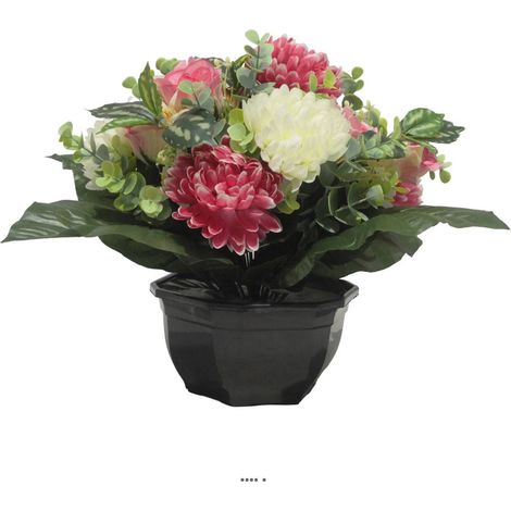 Vasque De Chrysanthème, Rose et Eucalyptus pour la toussaint Rose-crème - couleur: Rose-crème