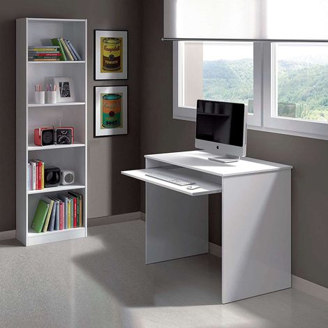 Pack Muebles Estudio Juvenil Infantil I-Joy Estilo Contemporáneo en Color Blanco formado por Escritorio + Estantería (1/5)