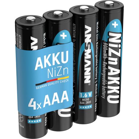 ANSMANN Micro NiZn Akku AAA 1,6V 550mWh, wiederaufladbare Batterien - 4 Stück (1/5)