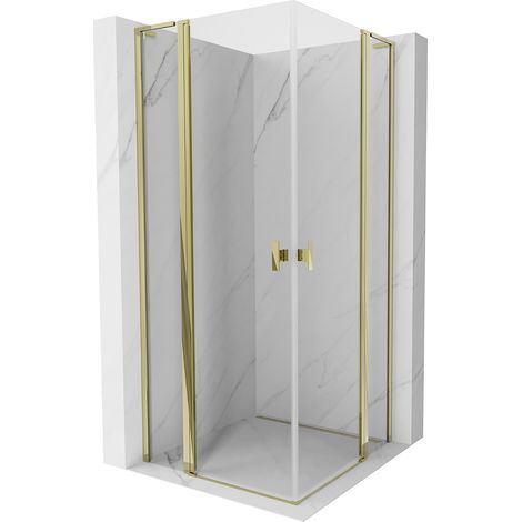 Mexen Mist L Duo Duschkabine schwenkbar 95 x 95 cm, transparent, gold - 8A4L-095-095-50-00 (1/5)