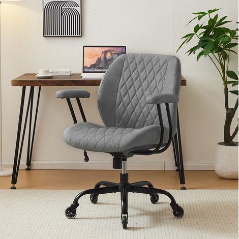 Ergonomischer Bürostuhl aus grauem Leder, höhenverstellbar, mit Lordosenstütze HAVRYA (1/3)