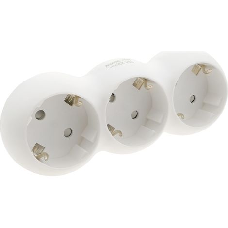 BeMatik - Adaptateur de prise multiplicateur schuko triple blanc arrondi (1/5)