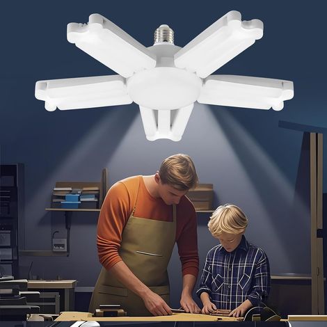 Lámpara de techo LED para garaje - Ultrabrillante 6500K - De forma reversible - Base de rosca E26/E27 - Adecuada para taller, sótano, ático y almacén (1/5)