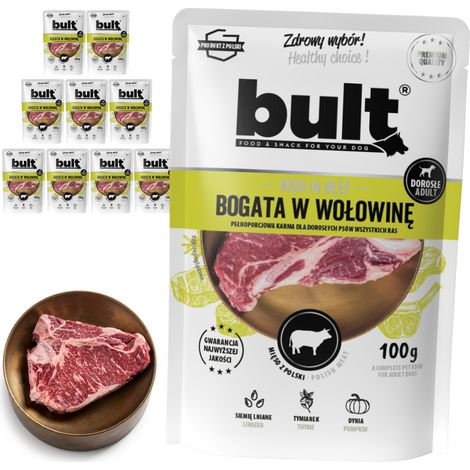 Cibo umido per cani BULT, gusto manzo, confezione da 10 bustine da 100 g. (1/2)