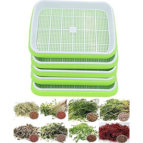 5 Pcs Panier à Deux Niveaux Hydroponique Panier Hors Sol Semence Sprouter Germination Plateau Kit avec Couvercle pour Jardin Maison (1/5)